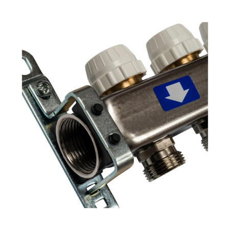 Картинка Коллектор НЕРЖ 10 выходов ручная регулировка клапанов 3/4' НР евроконус воздухоотвод STOUT