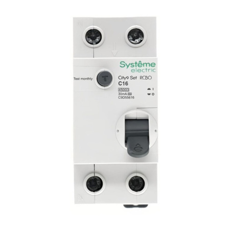 Автоматический выключатель дифференциального тока АВДТ 1P+N С 16А 4.5kA 30мА тип A 230В City9 Set C9D55616 Systeme Electric