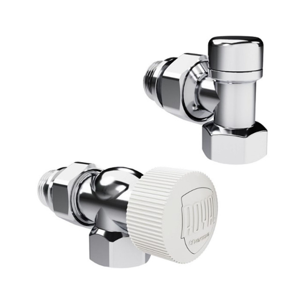 Картинка Набор кранов термостатический осевой Design 1/2" М30х1,5 Хром Royal Thermo