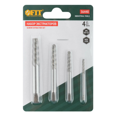 Картинка Набор экстракторов Профи быстрорежущая сталь 4 шт FIT