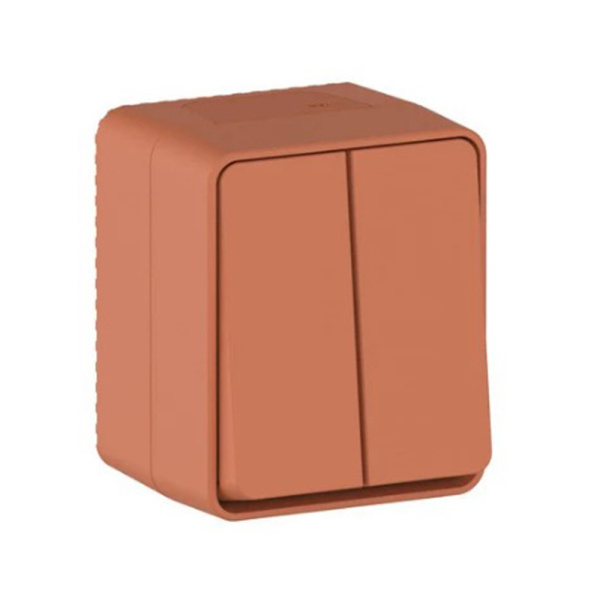 Картинка Выключатель 2 клавиши IP54 10 АХ Терракотовый  Systeme Electric ATLASDESIGN Profi54