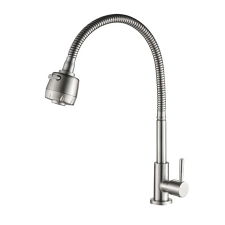 Кран моно гибкий излив нержавеющая сталь VALFEX Vela Сhrome