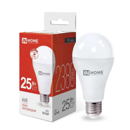 Лампа светодиодная LED-A65-VC 25Вт 230В Е27 4000К 2380Лм IN HOME