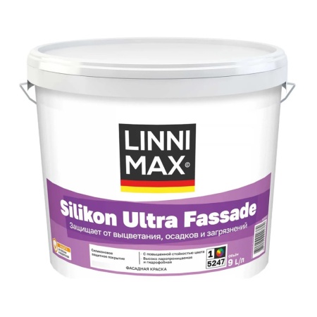 Силиконовая краска для фасада 9 л База 1 LINNIMAX Ultra Fassade