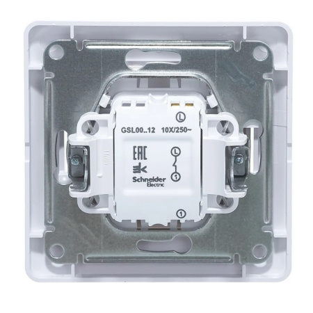 Картинка Выключатель одноклавишный в сборе Белый System electric GLOSSA