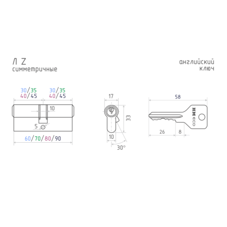 Картинка Личинка цилиндровый механизм Эко Z ЛВ-80 40-40 Хром