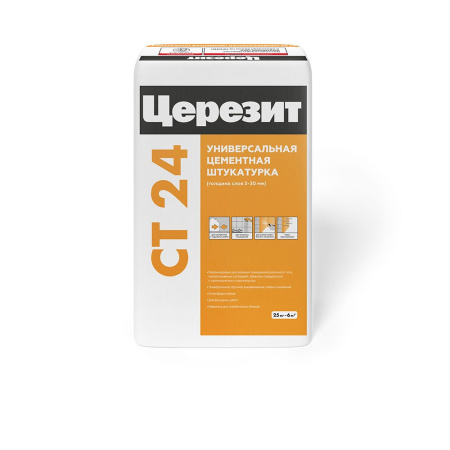 Церезит СТ24 Штукатурка цементная для ячеистого бетона 25 кг