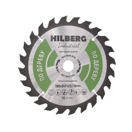 Hilberg Диск пильный по дереву 180х20-16 мм 24 зуб