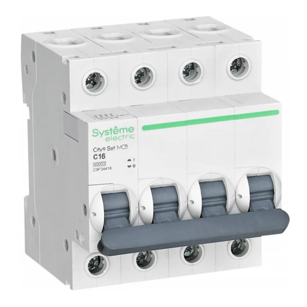 Картинка Выключатель автоматический 4п 16А С 4.5kA 400В City9 Set Systeme Electric