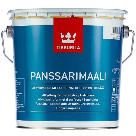 Краска Tikkurila PANSSARIMAALI для металлической кровли полуглянцевая база C 2.7 л