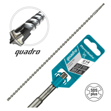 Картинка Бур 14х800 мм SDS-plus 4 грани RENNBOHR Quadro