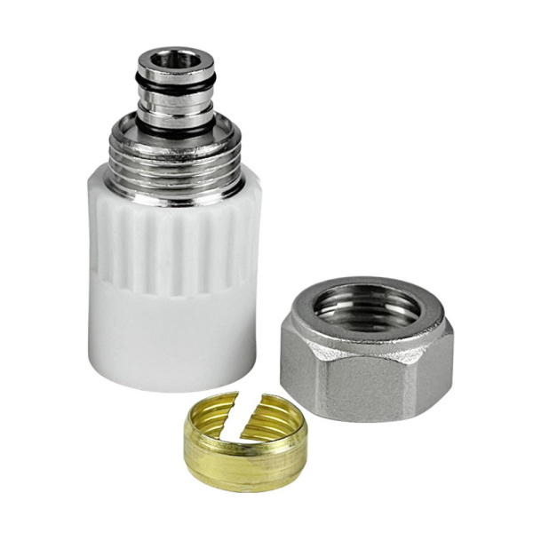 Картинка Муфта комбинированная PPR-PE 20х16 полипропилен Белая ВАЛФ РУС Valfex