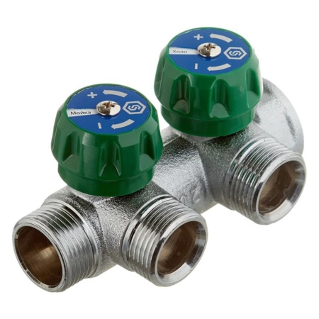 Коллектор регулирующий 3/4" 2 выхода 3/4" ЕК евроконус STOUT