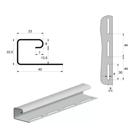 Картинка J-Профиль Серый 3000 мм Grand Line