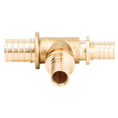 Картинка Тройник 32x25x25 мм латунь для труб из сшитого полиэтилена аксиальный STOUT