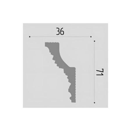 Картинка Плинтус потолочный ДП 38/80 71х36 мм 2 м Де-Багет