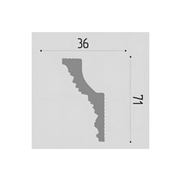 Картинка Плинтус потолочный ДП 38/80 71х36 мм 2 м Де-Багет