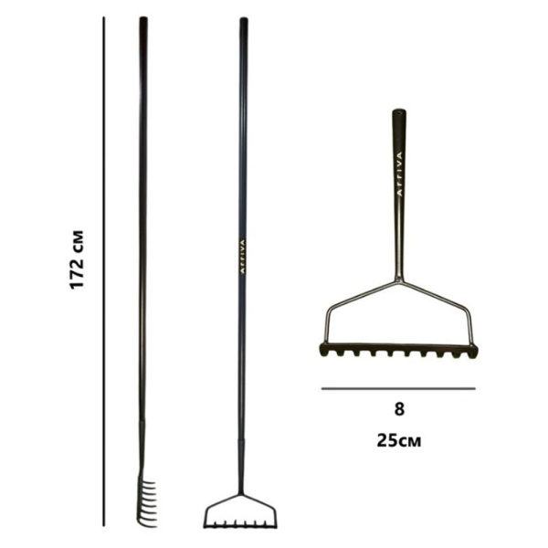 Картинка Грабли с увеличенным захватом цельнометаллические 8 зубов ARRIVA