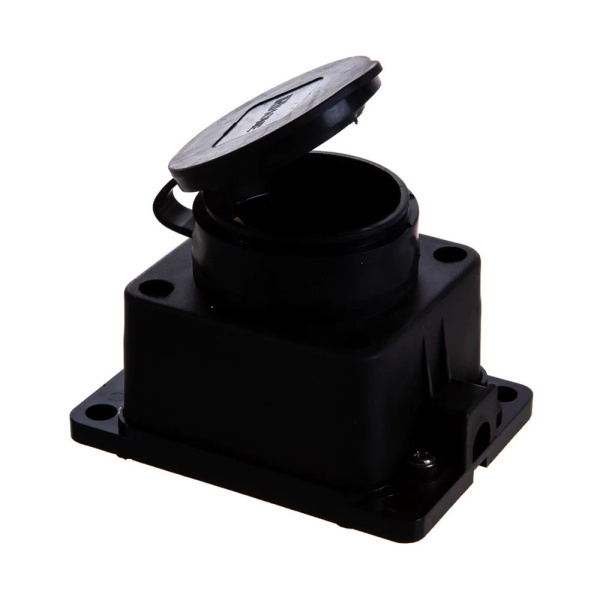 Картинка Колодка Каучук одноместная Черная с заглушкой 2P+PE 9321 IN HOME