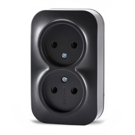 Розетка двухместная ОП Frea 16А IP20 250В без заземления АБС-пластик Карбон TOKOV ELECTRIC