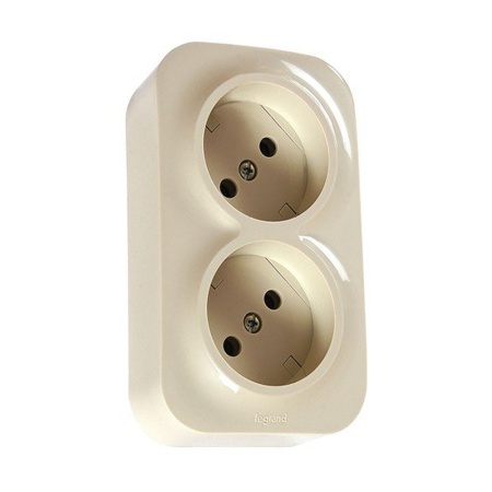 Legrand Quteo розетка двойная без заземления Слоновая кость 782242
