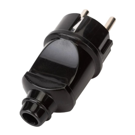 Картинка Вилка прямая с заземлением электрическая Черная 16А 250В 4240 IN HOME