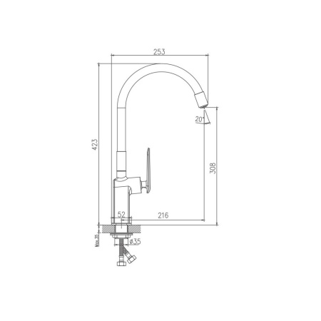 Картинка Смеситель для кухни гибкий силиконовый излив латунь VALFEX Orion Black VF.73548-7