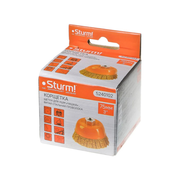 Картинка Щетка чашка для УШМ 75 мм Желтая Sturm