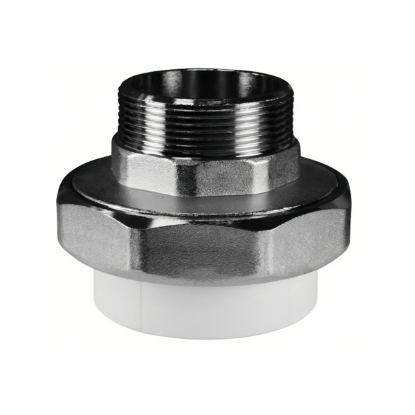 Картинка Муфта комбинированная разъемная Ø 40х1 1/2' НР американка полипропилен Белая PPR Valfex