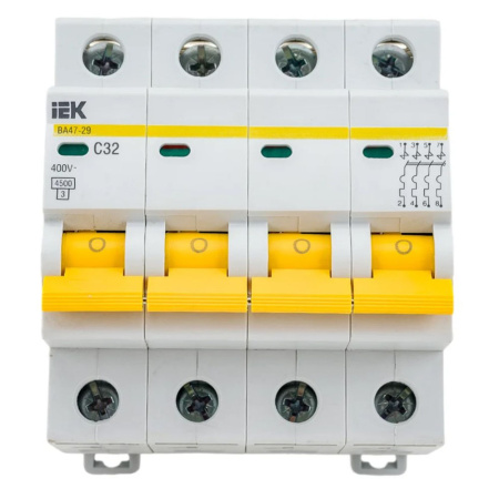 Картинка Выключатель автоматический 4п 32А С ВА47-29 4.5кА IEK