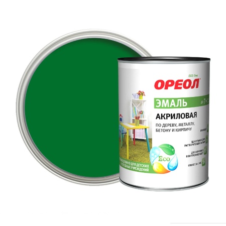 Эмаль Ореол акриловая цвет Зеленый глянцевый 0.9 кг
