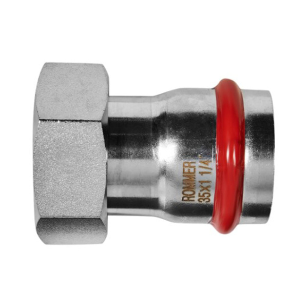 Картинка Переходник ВПр-ВР Ø 35х1"1/4 накидная гайка Нержавеющая сталь пресс ROMMER