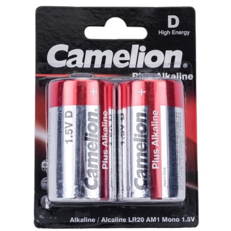 Батарейка Элемент питания алкалиновый LR20 BL-2 Camelion Plus Alkaline