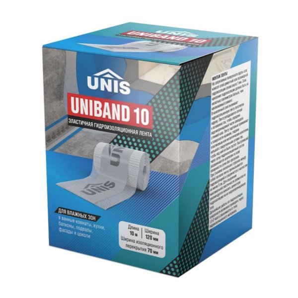 Картинка Лента гидроизоляционная 120х70 мм 10 м UNIS