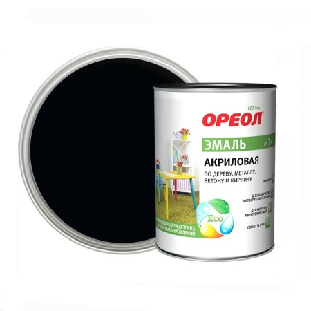 Эмаль Ореол акриловая цвет Черный глянцевый 0.9 кг