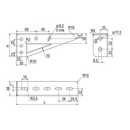 Картинка Консоль легкая основание 200 сталь DKC BBL3020