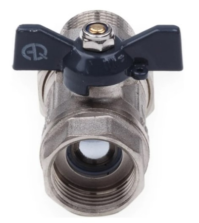 Картинка Кран шаровой со сгоном ВН 1 U бабочка никелированный 01462 AQUALINK