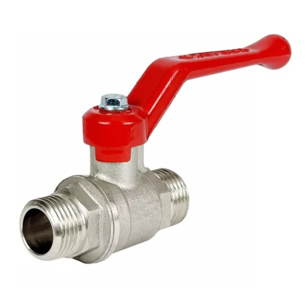 Кран шаровой для воды 1/2" НР/НР ручка-рычаг латунь никелированная VALFEX