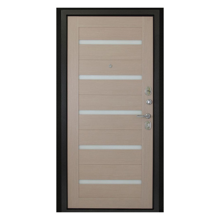 Картинка Дверь ДК Рубикон Царга Капучино 960х2050 левая с цилиндрическим замком и дверной фурнитурой