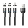 Кабель USB 3 в 1 съемные магнитные порты 1,2 м Черный зарядка электронных устройств REXANT