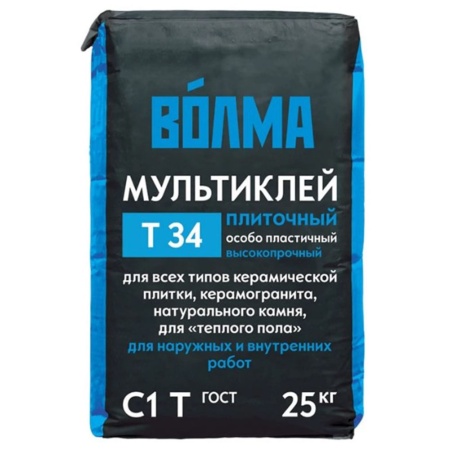 Клей плиточный Волма Мультиклей Т-34 25 кг