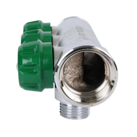 Картинка Коллектор регулирующий 3/4" 3 выхода 1/2" FF плоское уплотнение STOUT