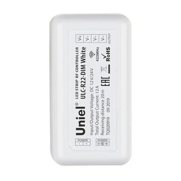 Картинка Контроллер управления одноцветными светодиодными источниками света Uniel 12B ULC-R22-DIM WHITE