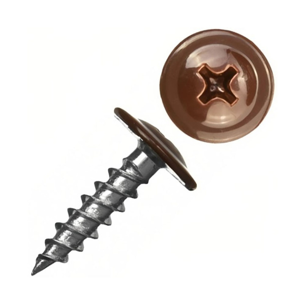 Картинка Саморез с пресс-шайбой 4.2х19 мм острый RAL8017 Коричневый