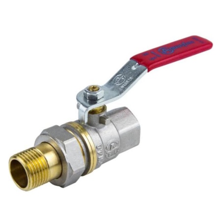 Кран шаровой никель 1006 Standard Ду15 1/2" ВР/американка полнопроходной ручка Красная Aquasfera