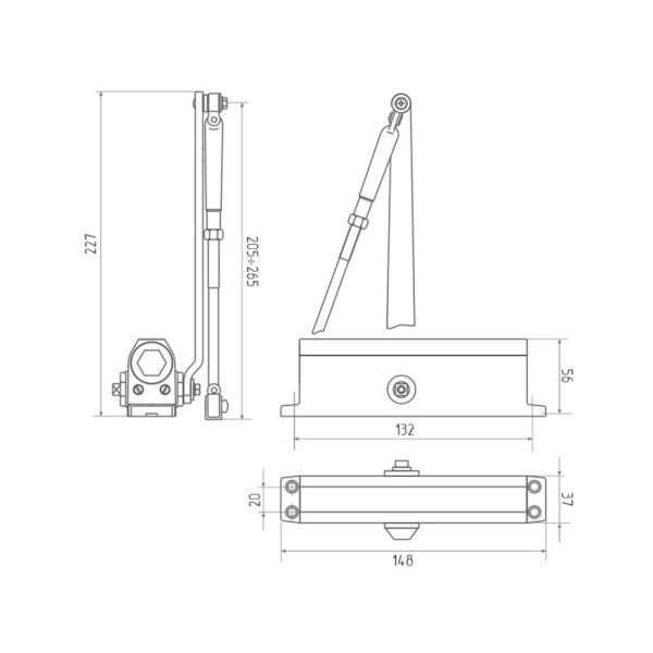 Картинка Доводчик дверной №2S 25-50 кг Серебро НОРА-М