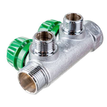 Картинка Коллектор регулирующий 3/4' 2 отвода 1/2' плоское уплотнение STOUT