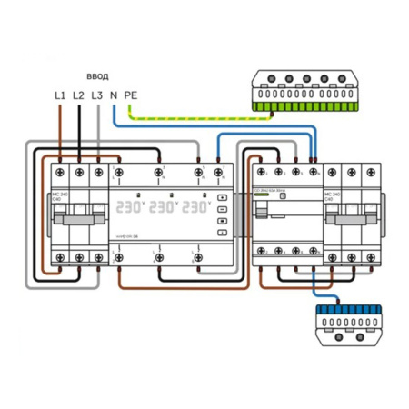 Картинка Реле напряжения трехфазное 6 модулей D6-50 red 50A Welrok