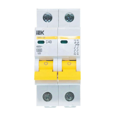 Картинка Выключатель автоматический двухполюсный 40А С ВА47-29 4.5кА IEK
