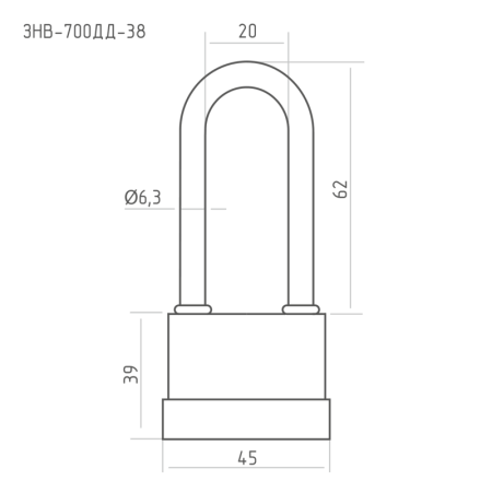 Картинка Замок навесной всепогодный НОРА-М ЗНВ-700-38 45 мм